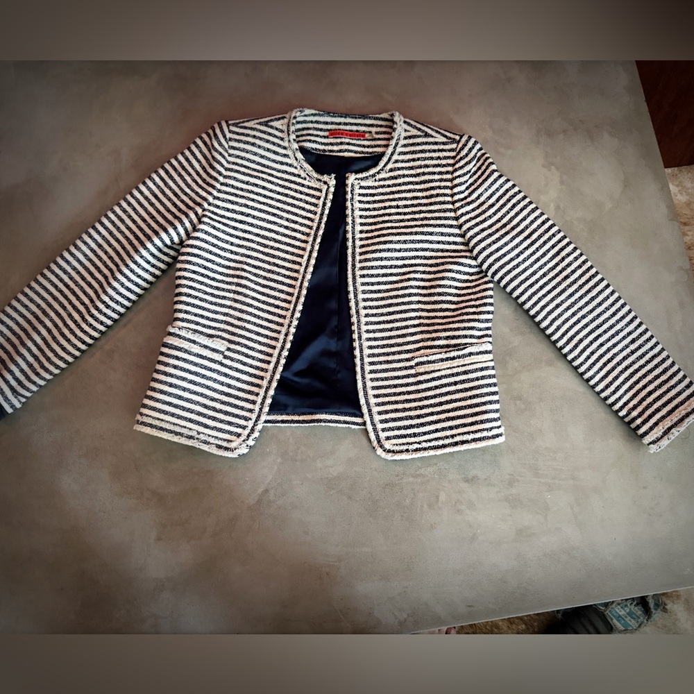 Alice + Olivia Black and White Striped Chanel Inspired Jacket